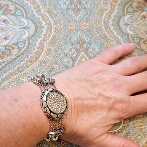 Elegant Silver Bracelet with Crystal Accents. Excellent condition